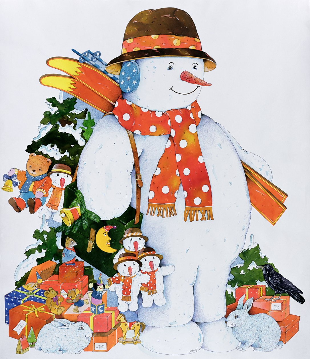 Schneemann mit Skiern, 1998 von Christian Kaempf