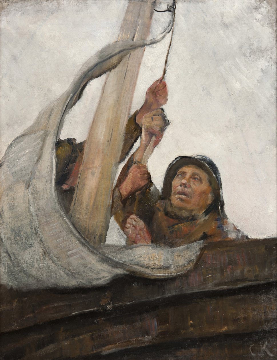 Segel setzen, um 1900 von Christian Krohg