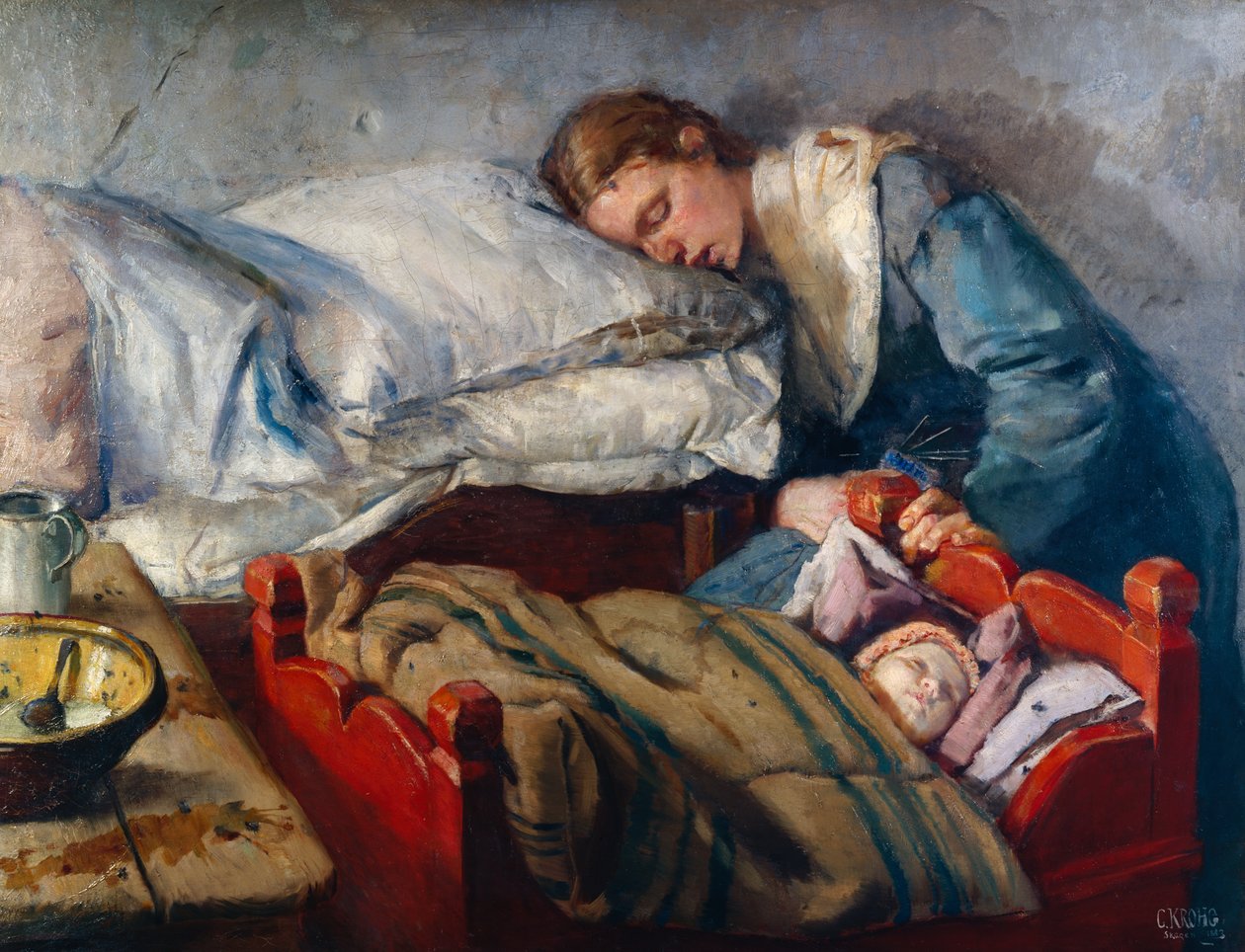 Schlafende Mutter von Christian Krohg