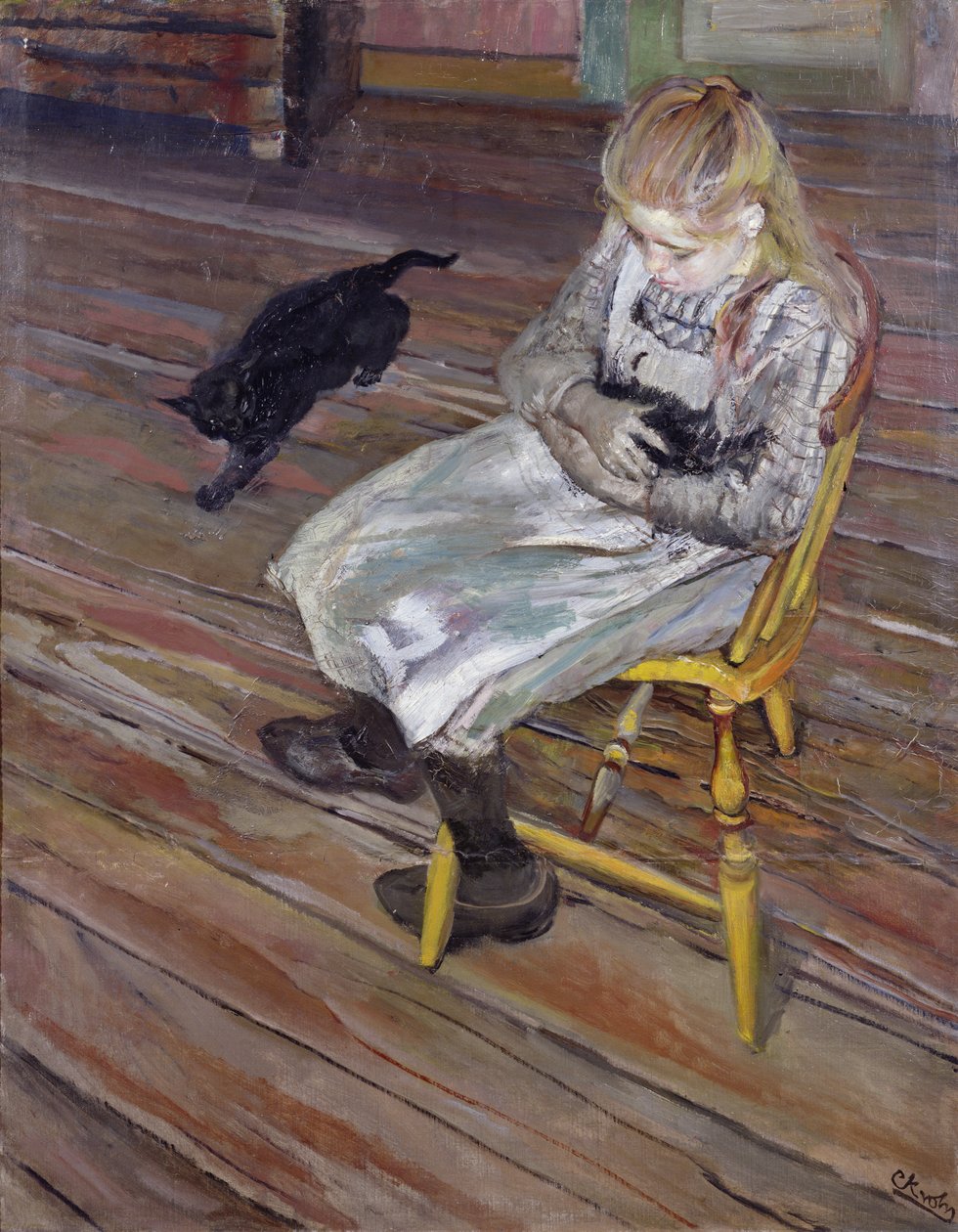Das Mädchen mit den Katzen von Christian Krohg