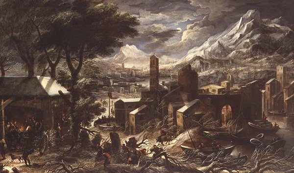 Eine alpine Winterlandschaft von Christian de (circle of) Koninck