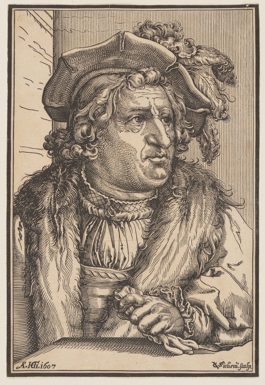 Mann mit Federhut von Christoffel van Sichem I