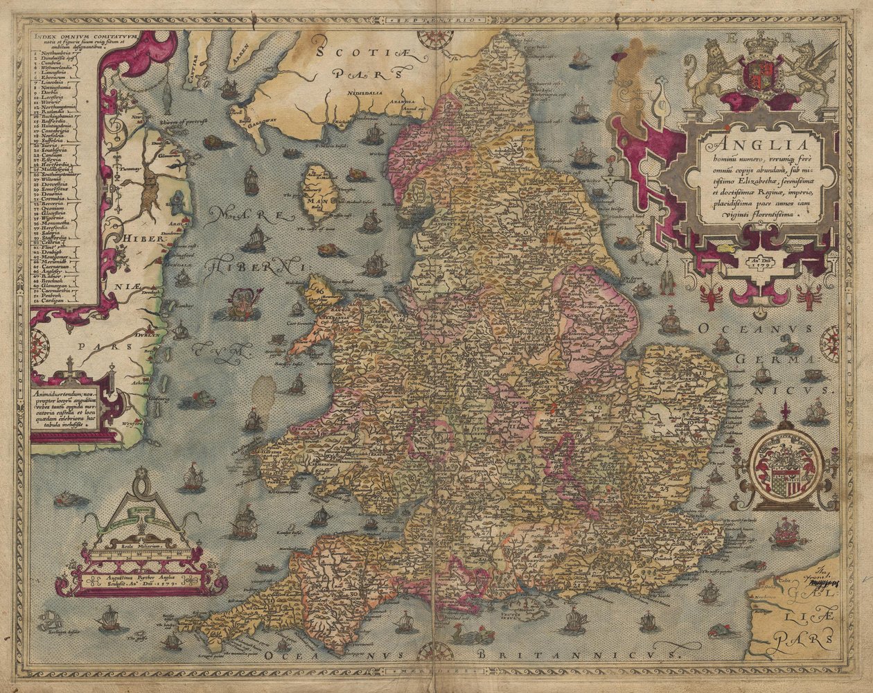 Anglia: England und Wales, 1579 von Christopher Saxton