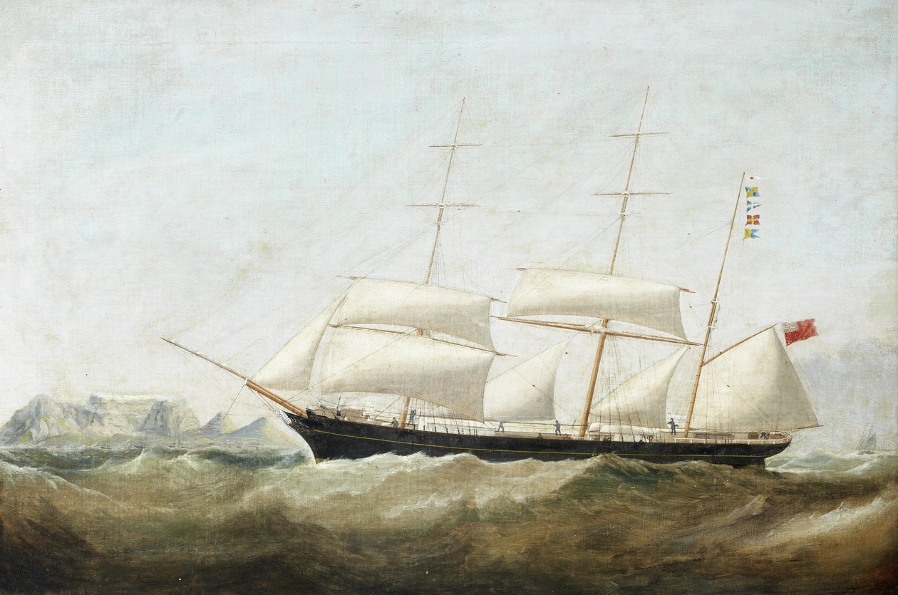 Eine Bark, die in der Tafelbucht bei südöstlichem Sturm kreuzt von Circle of Samuel Walters