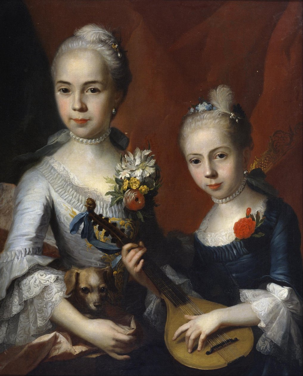 Porträt von zwei Mädchen von Circle of Antoine Pesne
