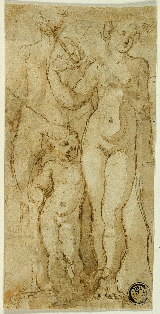 Venus und Amor von Circle of Parmigianino