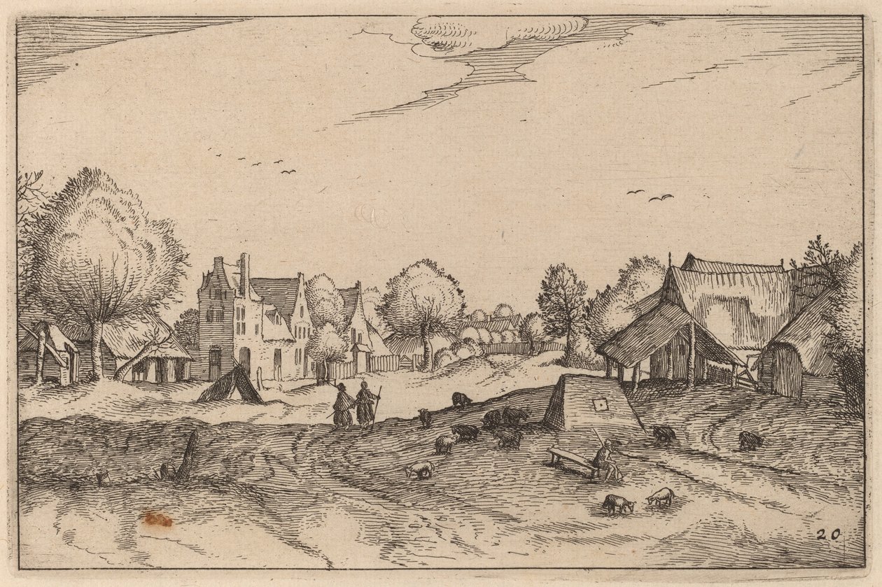 Dorfstraße von Claes Jansz Visscher after Johannes van Doetechum, the Elder after Lucas