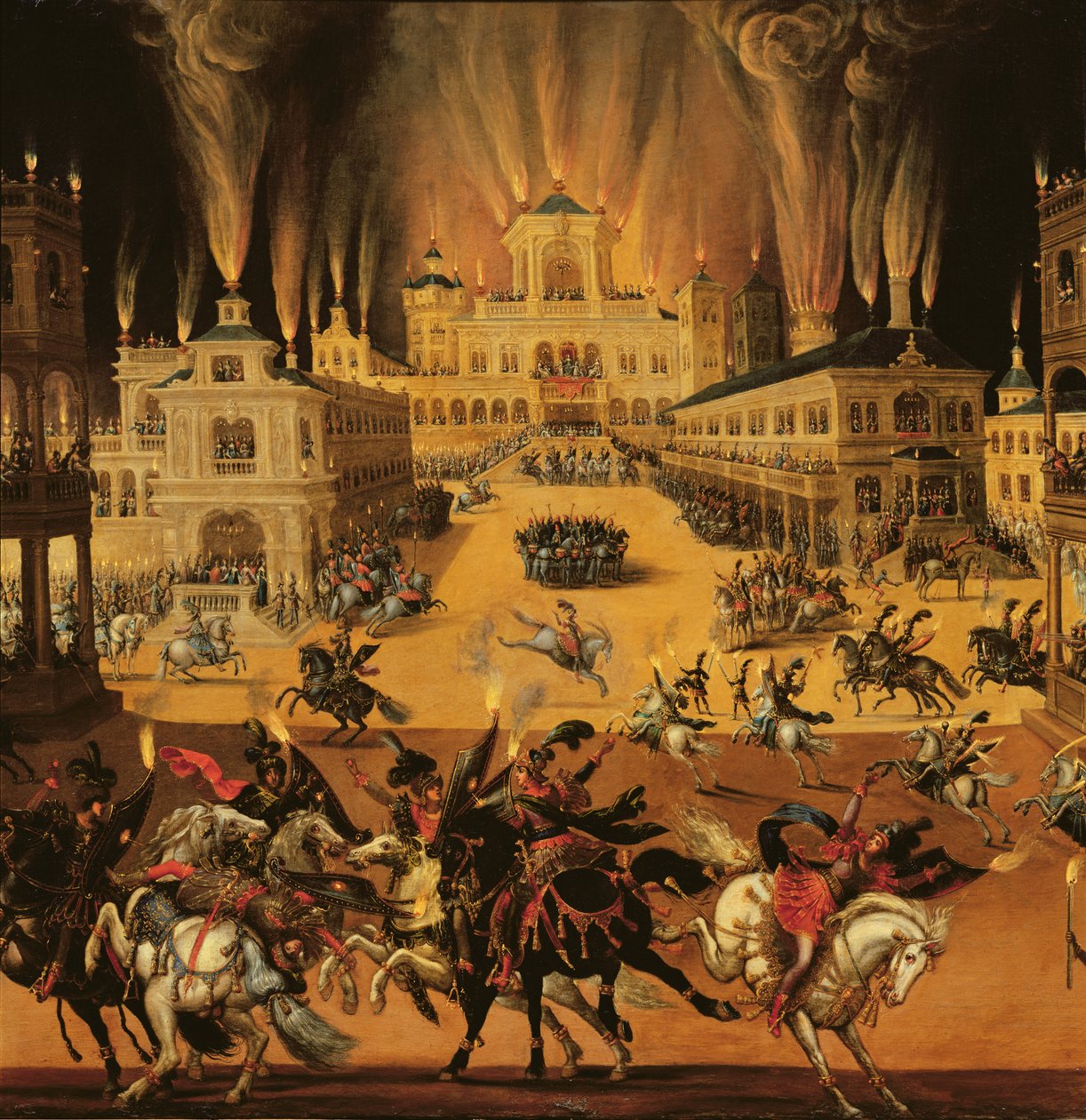 Feuerwerk, Detail, ca. 1640-41 (Detail) von Claude Deruet