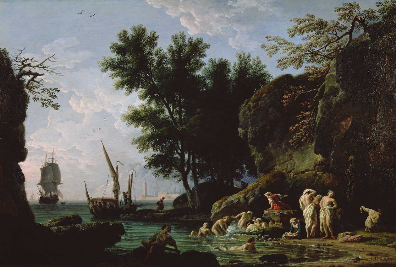 Nymphen baden am Morgen von Claude Joseph Vernet