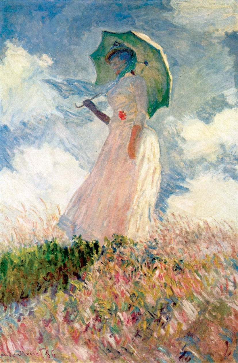 Frau mit Sonnenschirm von Claude Monet