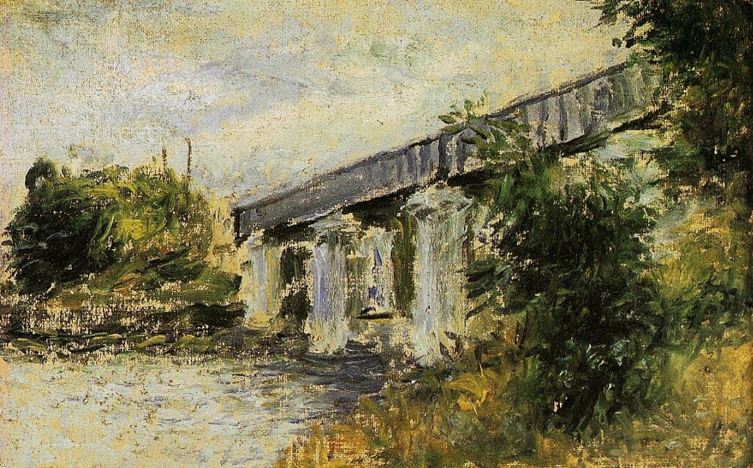 Die Eisenbahnbrücke von Argenteuil von Claude Monet