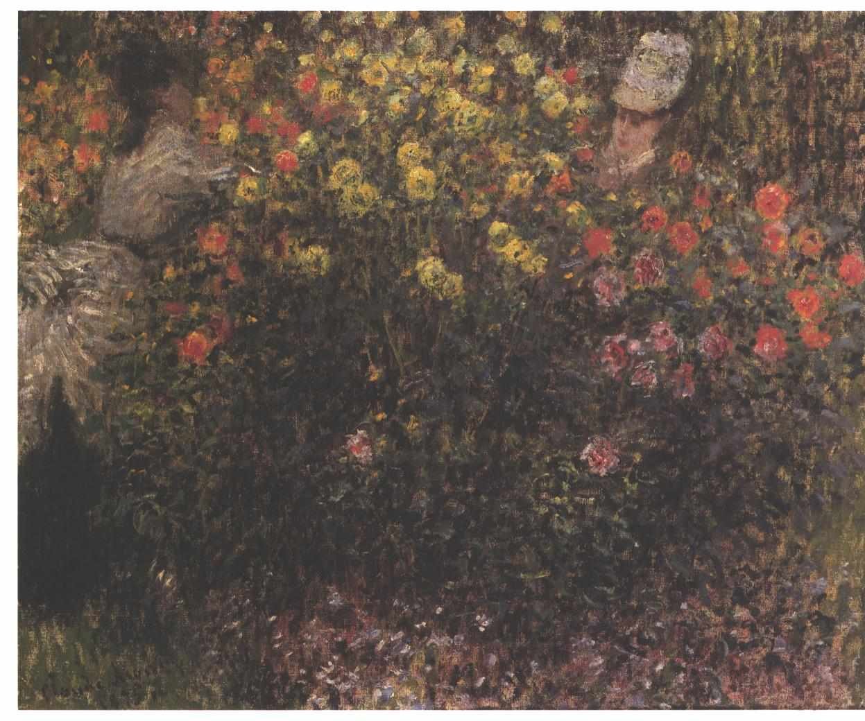 Frauen zwischen Dahlien von Claude Monet