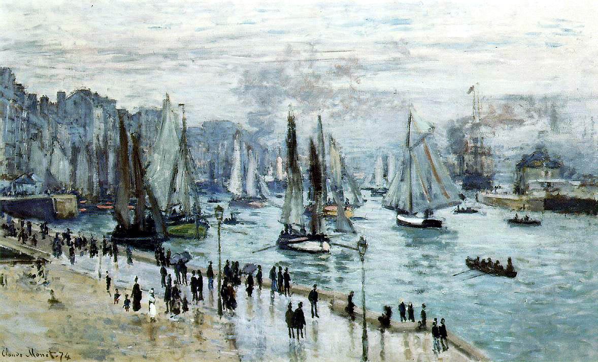 Fischerboote verlassen den Hafen, Le Havre von Claude Monet