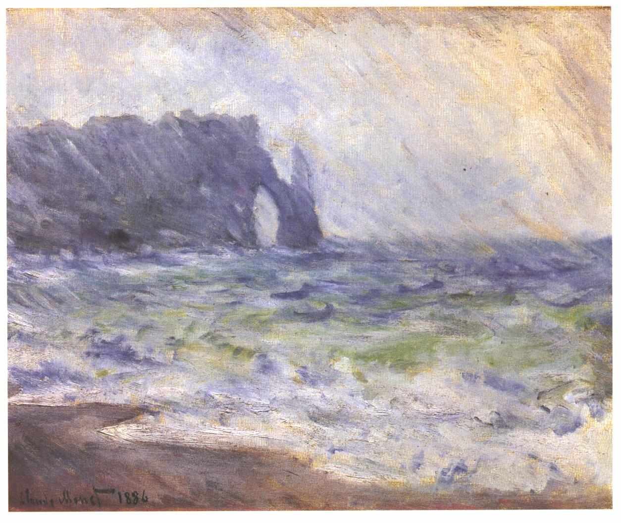 Regen bei Étretat von Claude Monet