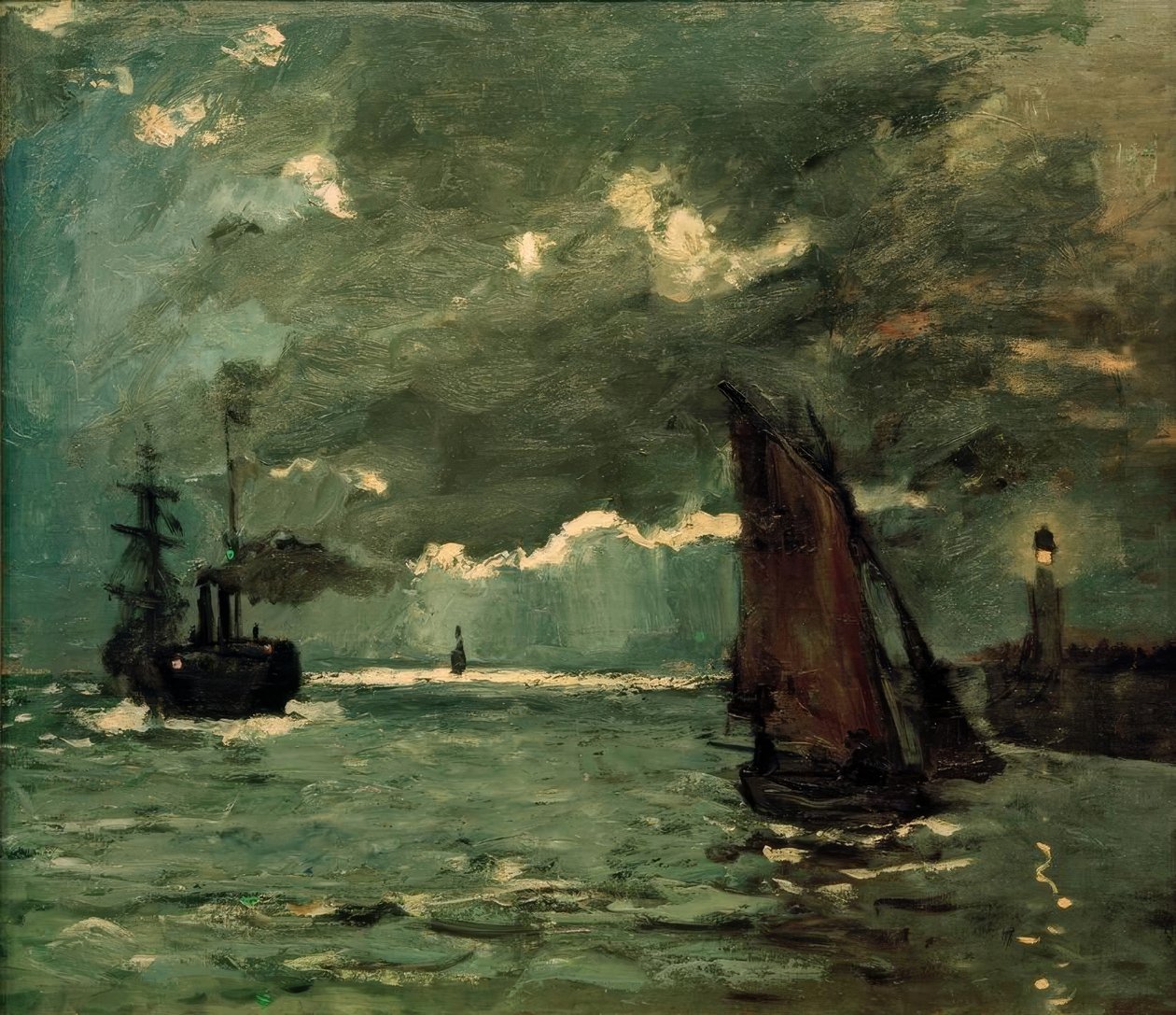Seestück, Schiffe im Mondschein von Claude Monet