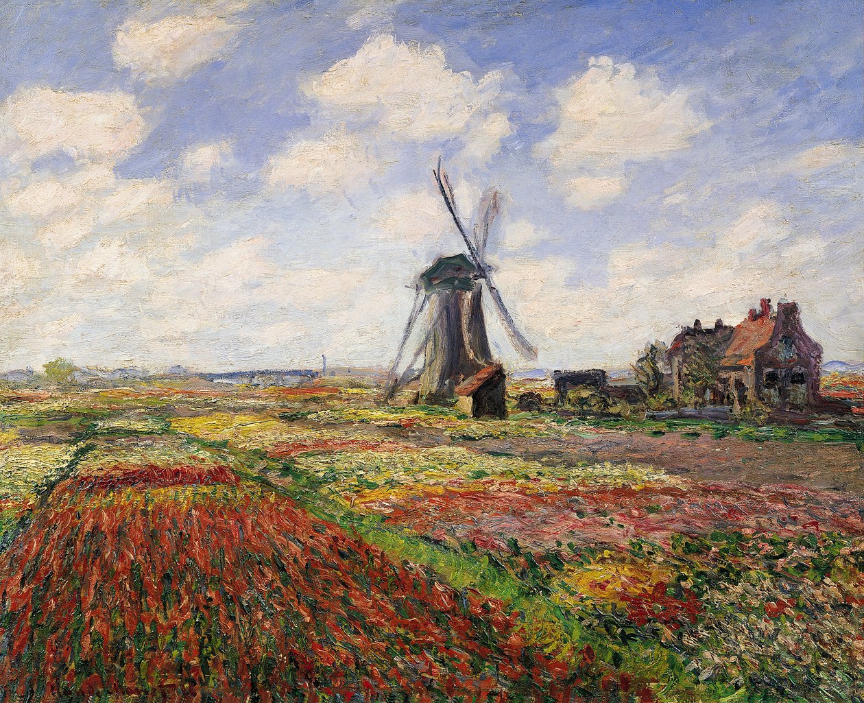 Tulpenfelder mit der Rijnsburg-Windmühle, 1886 von Claude Monet