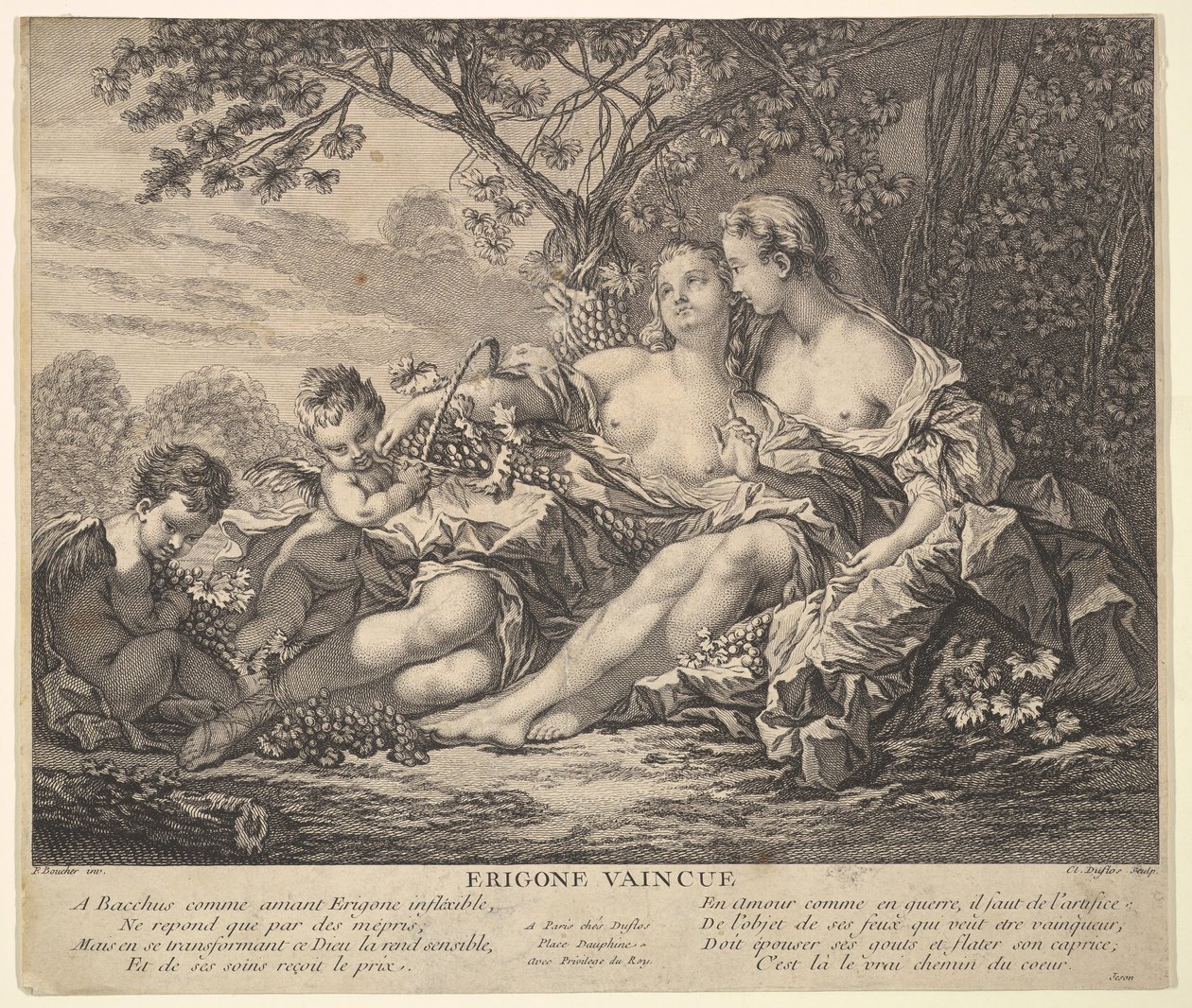 Erigone besiegt, ca. 1745 von Claude Augustin Duflos