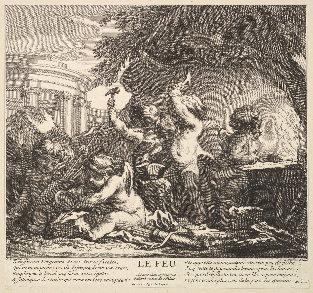 Feuer, 18. Jahrhundert von Claude Augustin Duflos
