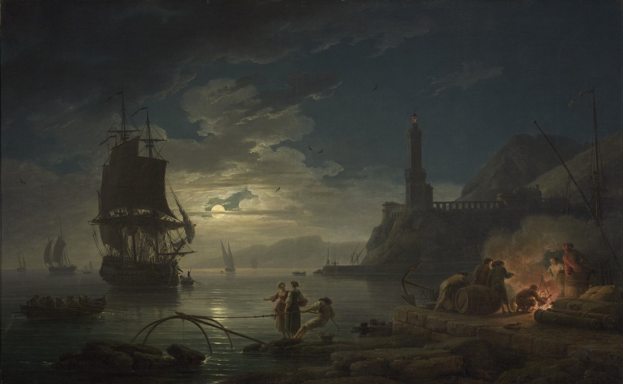 Küstenlandschaft im Mondlicht, 1769 von Claude Joseph Vernet