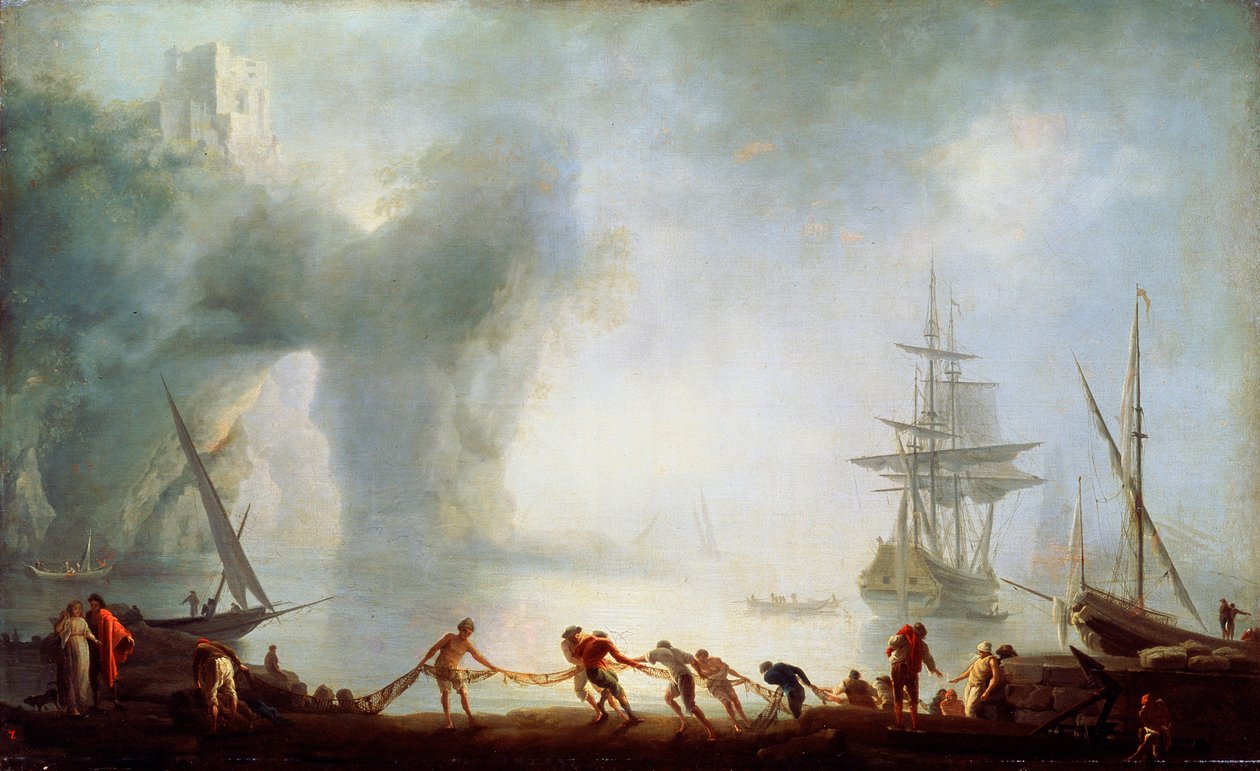 Morgendämmerung über Capri. Nebel, ca. 1745 von Claude Joseph Vernet