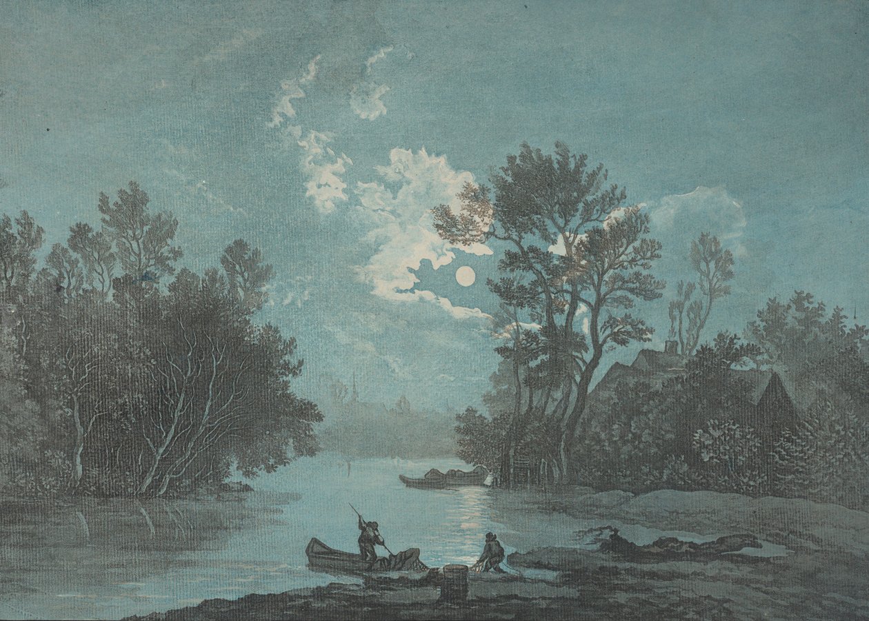 Fischer bei Mondschein, ca. 1750-1800 von Claude Joseph Vernet