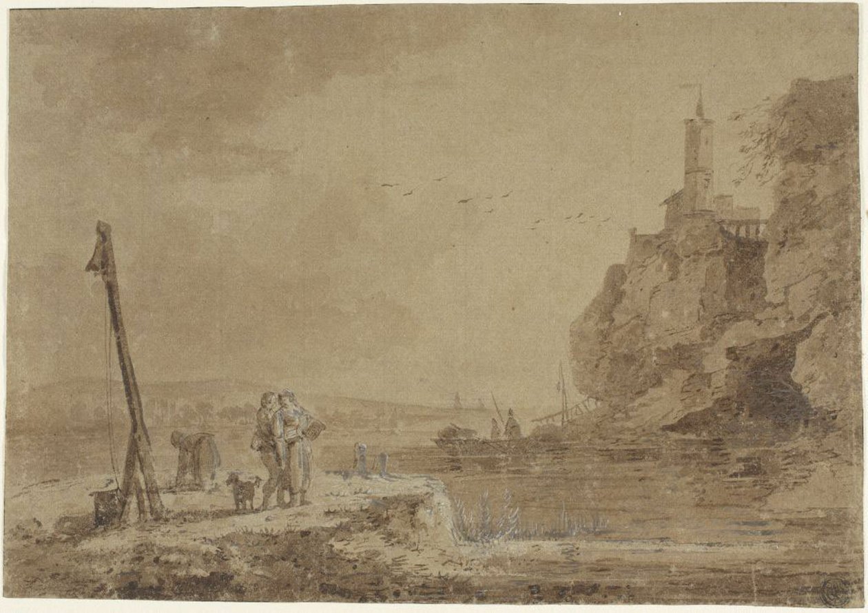 Kleiner Hafen unter Klippen von Claude Joseph Vernet