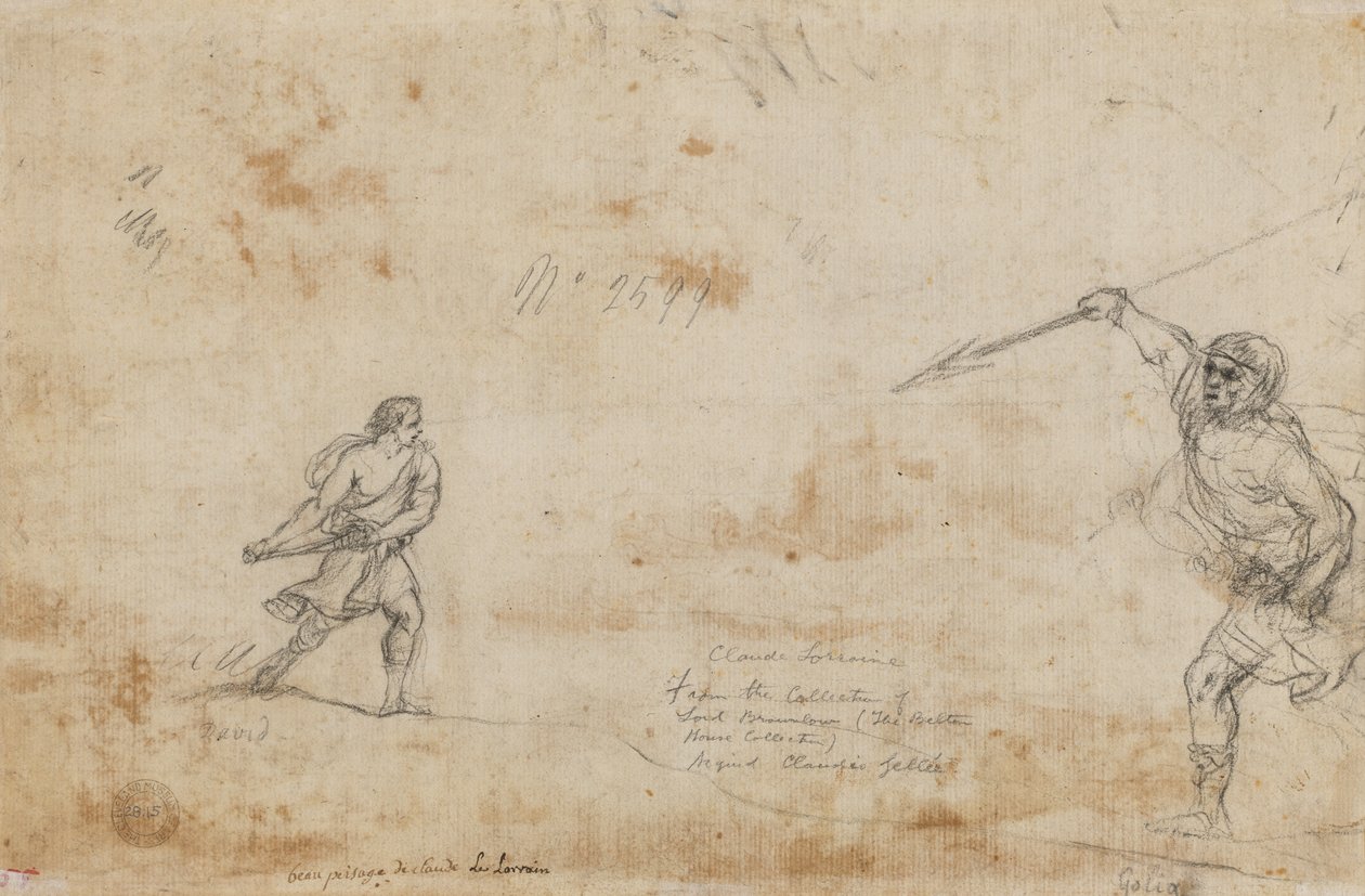 David und Goliath (verso) von Claude Lorrain