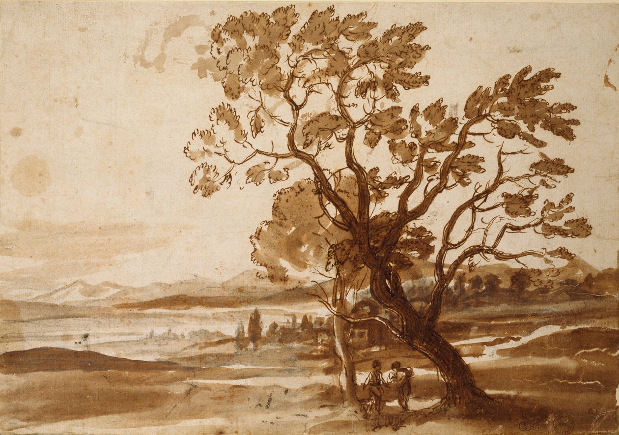 Landschaft mit zwei Bäumen von Claude Lorrain