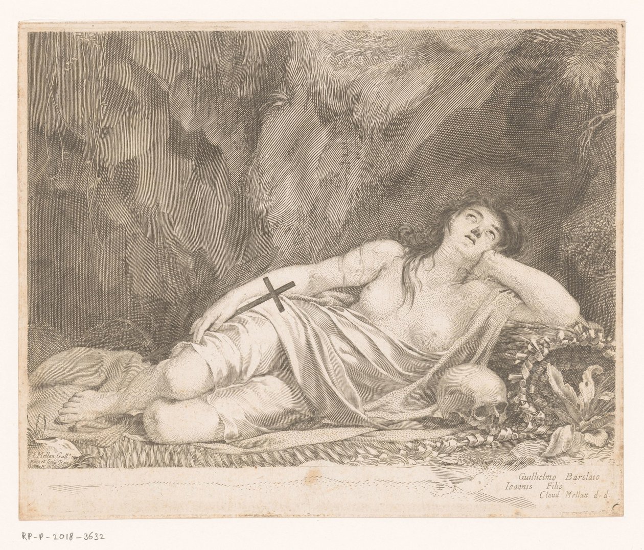 Heilige Maria Magdalena in einer Höhle von Claude Mellan