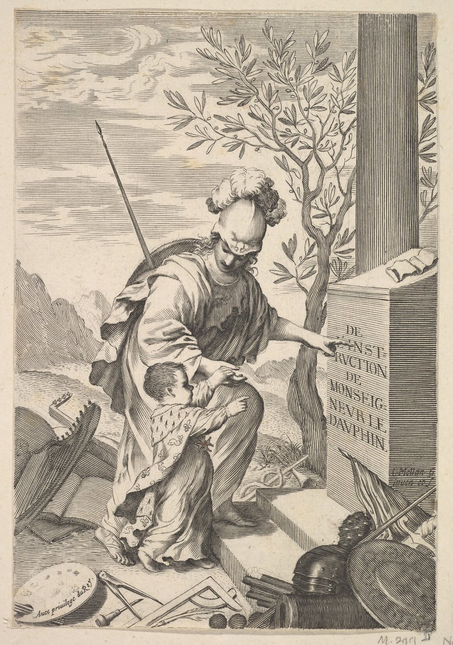Minerva unterrichtet den Dauphin von Claude Mellan