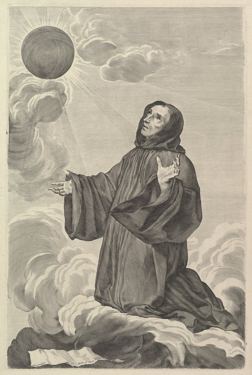 St. Benedikt in Ekstase von Claude Mellan