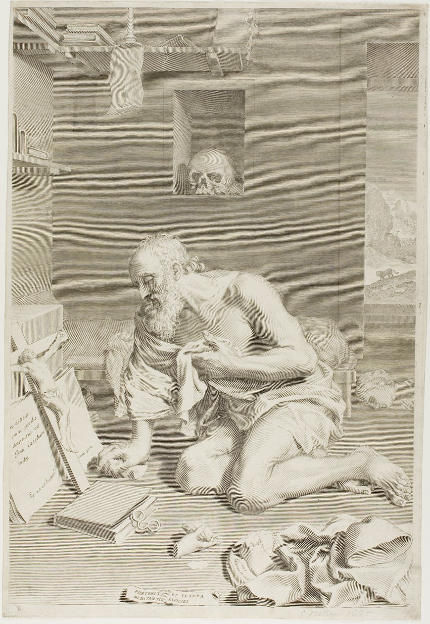 St. Hieronymus betend von Claude Mellan