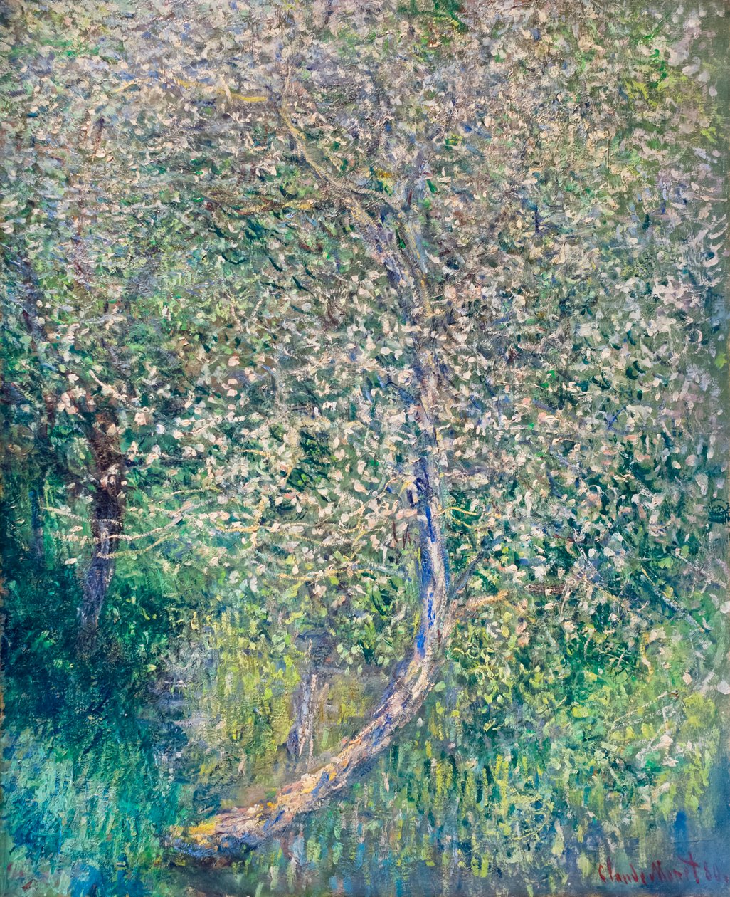 Blühende Apfelbäume am Wasser von Claude Monet