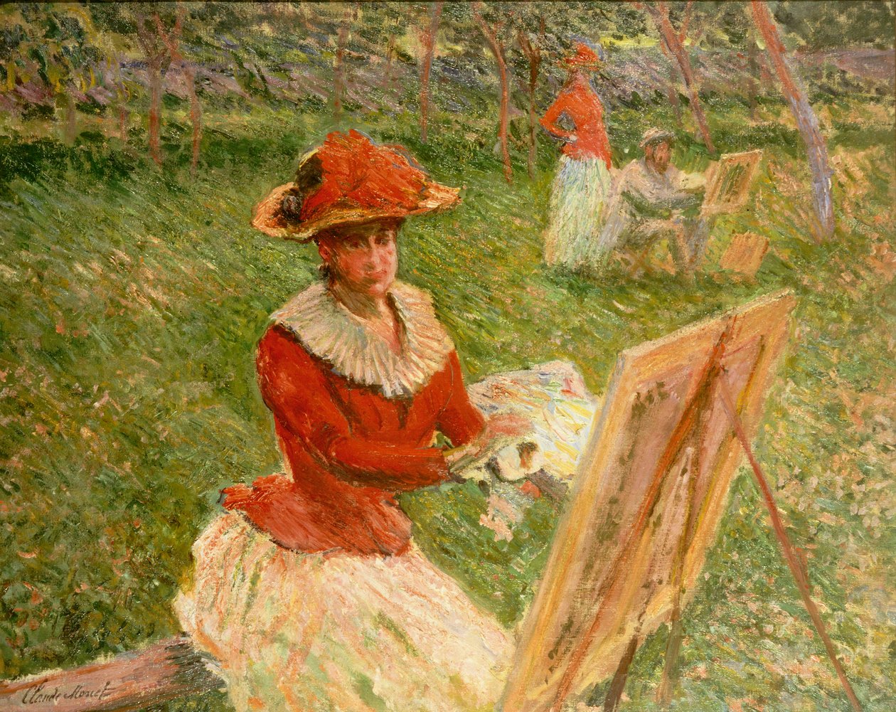 Blanche Hoschede malt, 1892 von Claude Monet