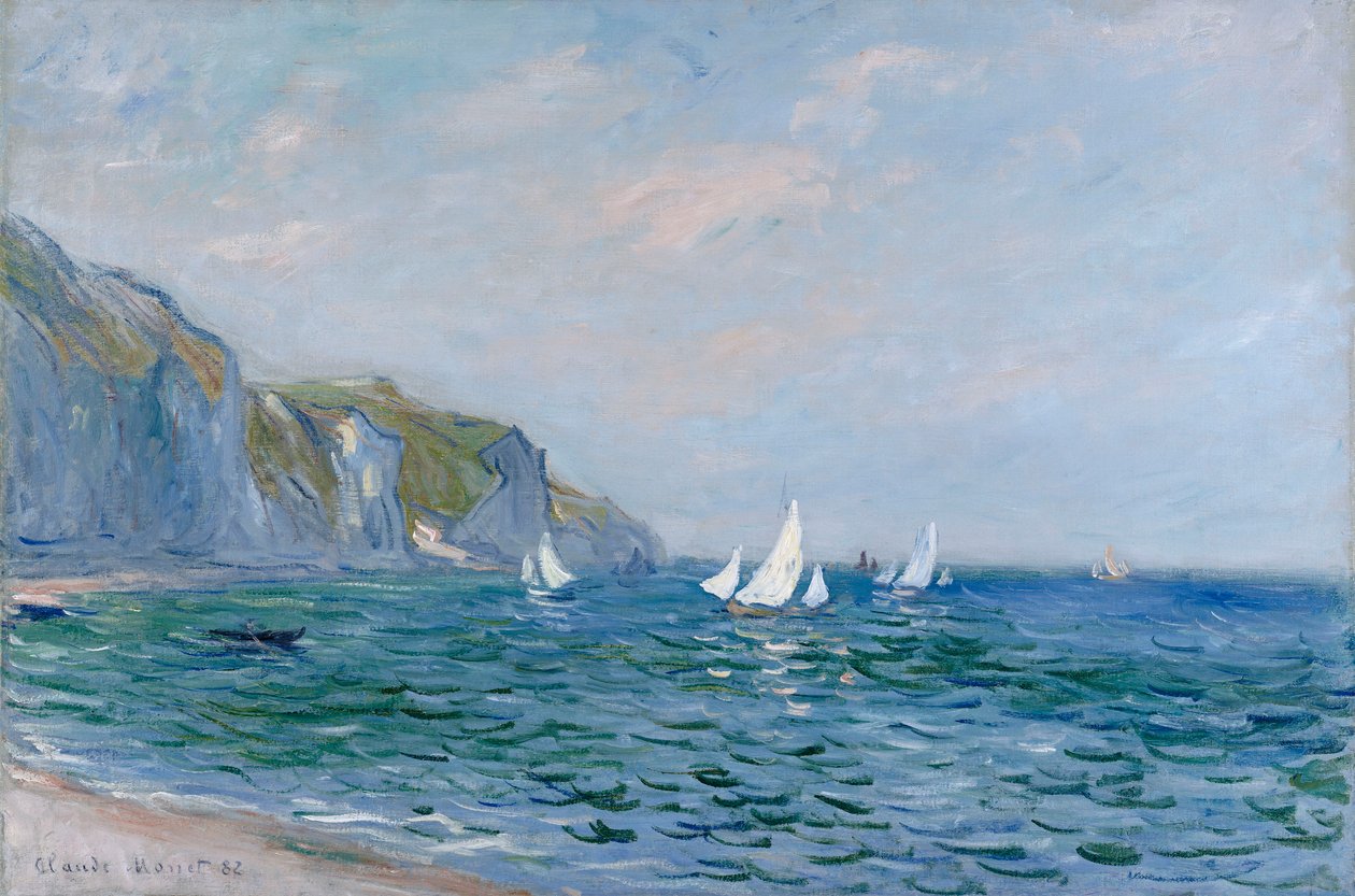 Klippen und Segelboote bei Pourville von Claude Monet