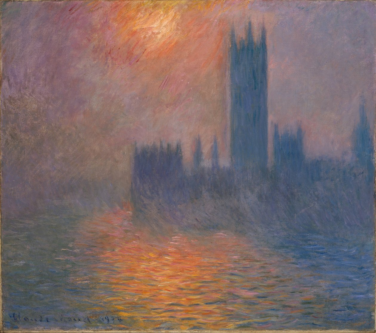 Häuser des Parlaments, Sonnenuntergang von Claude Monet