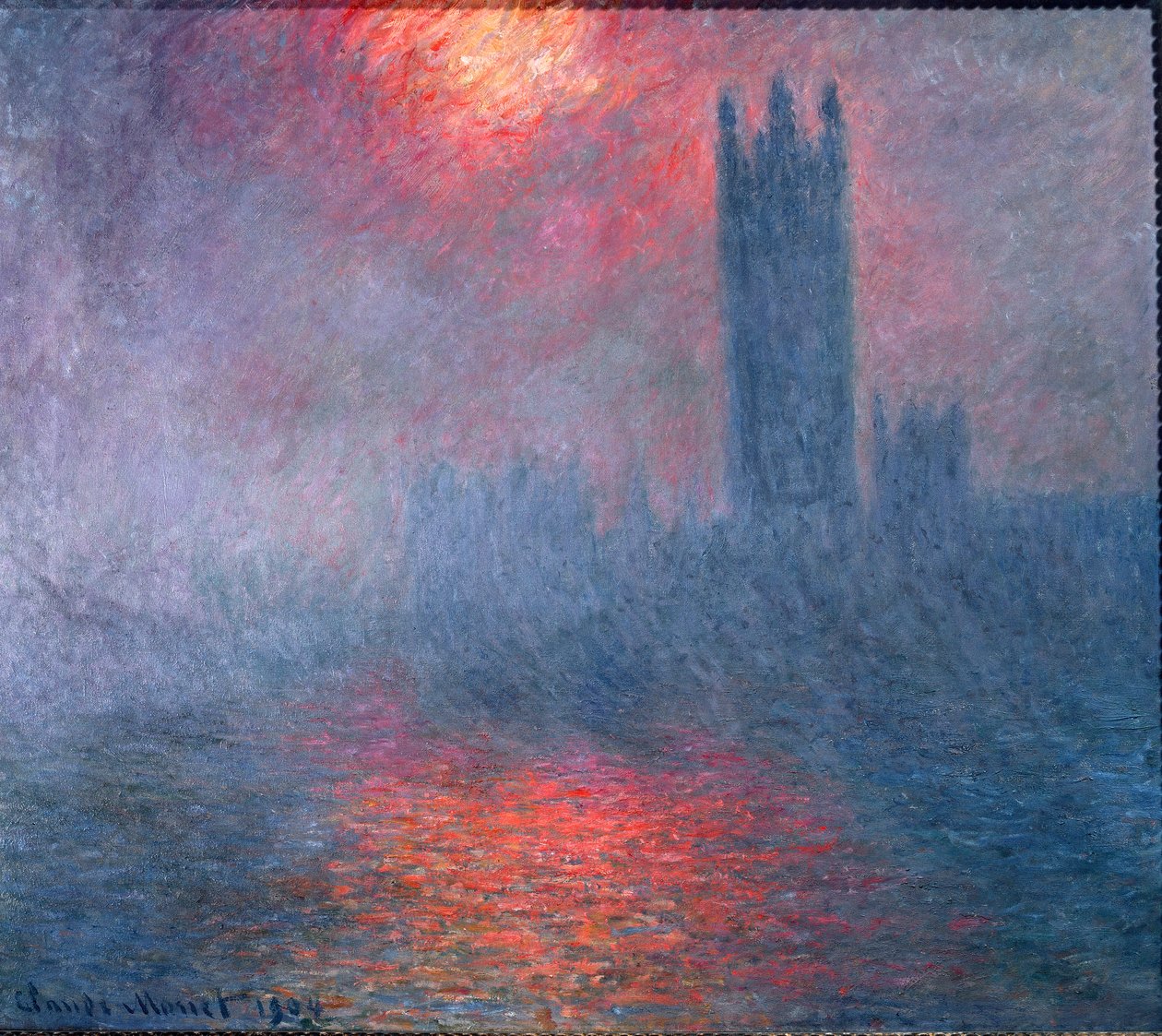 London, Parlament, Sonnenschein im Nebel von Claude Monet