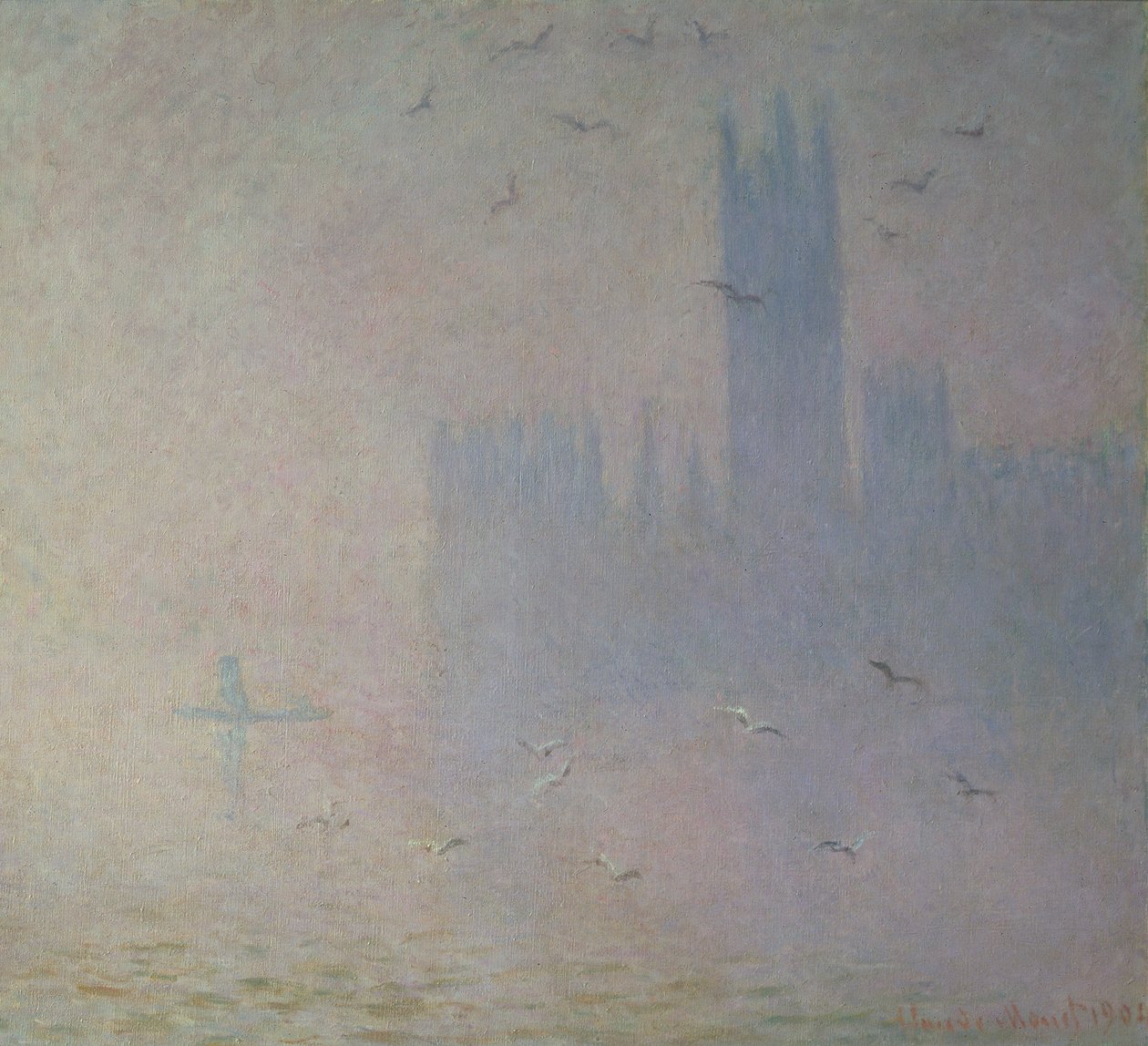 Möwen über dem Parlament, 1904 von Claude Monet