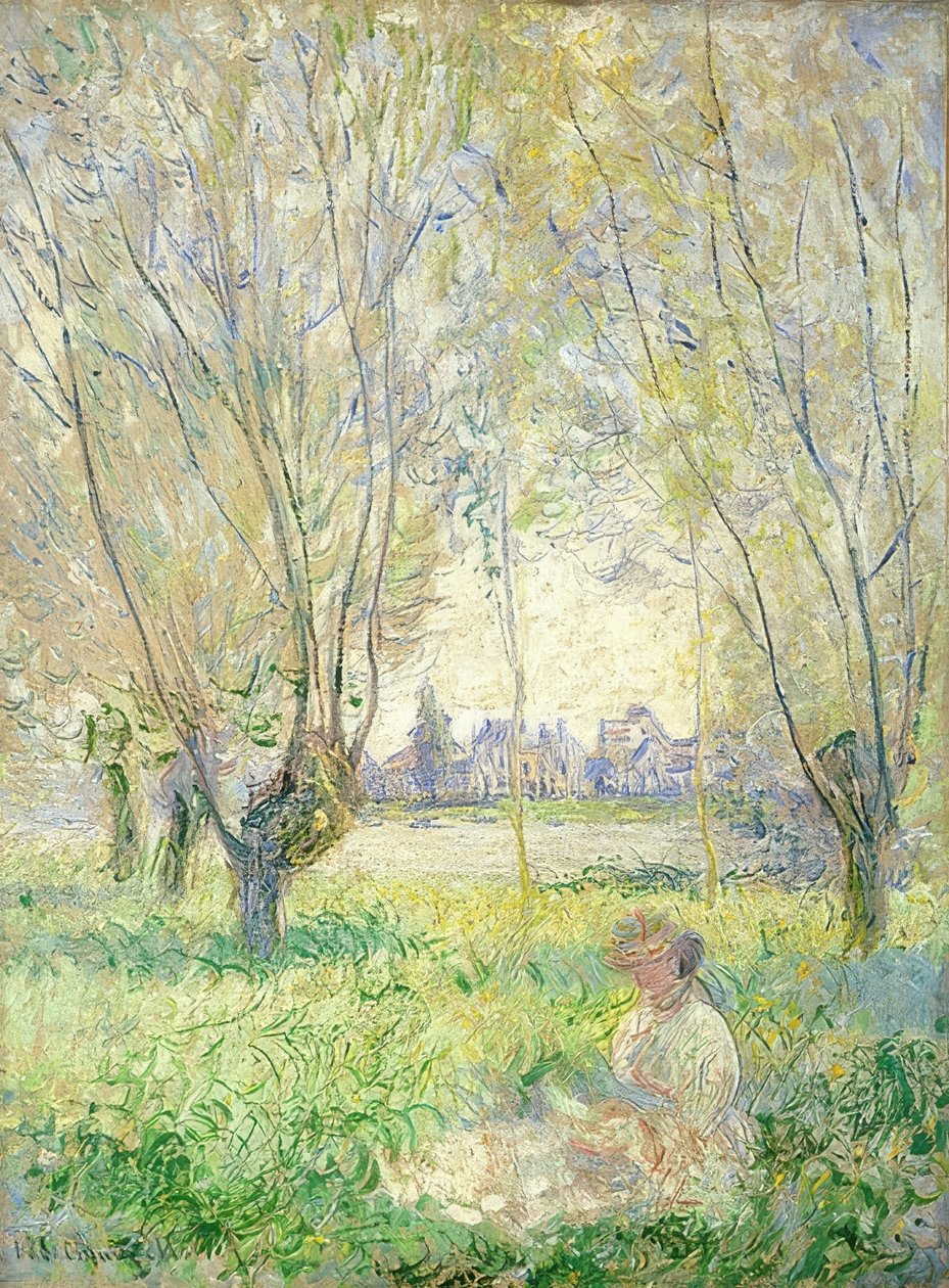 Sitzende Frau unter Weiden von Claude Monet