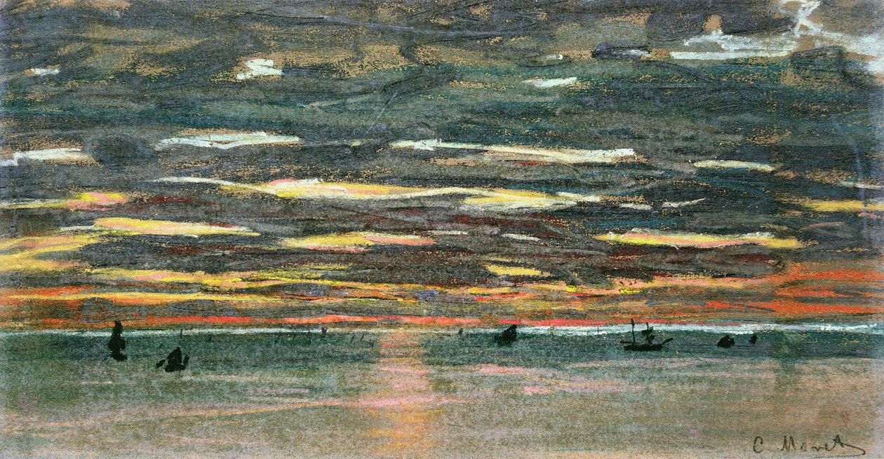 Sonnenuntergang über dem Meer von Claude Monet