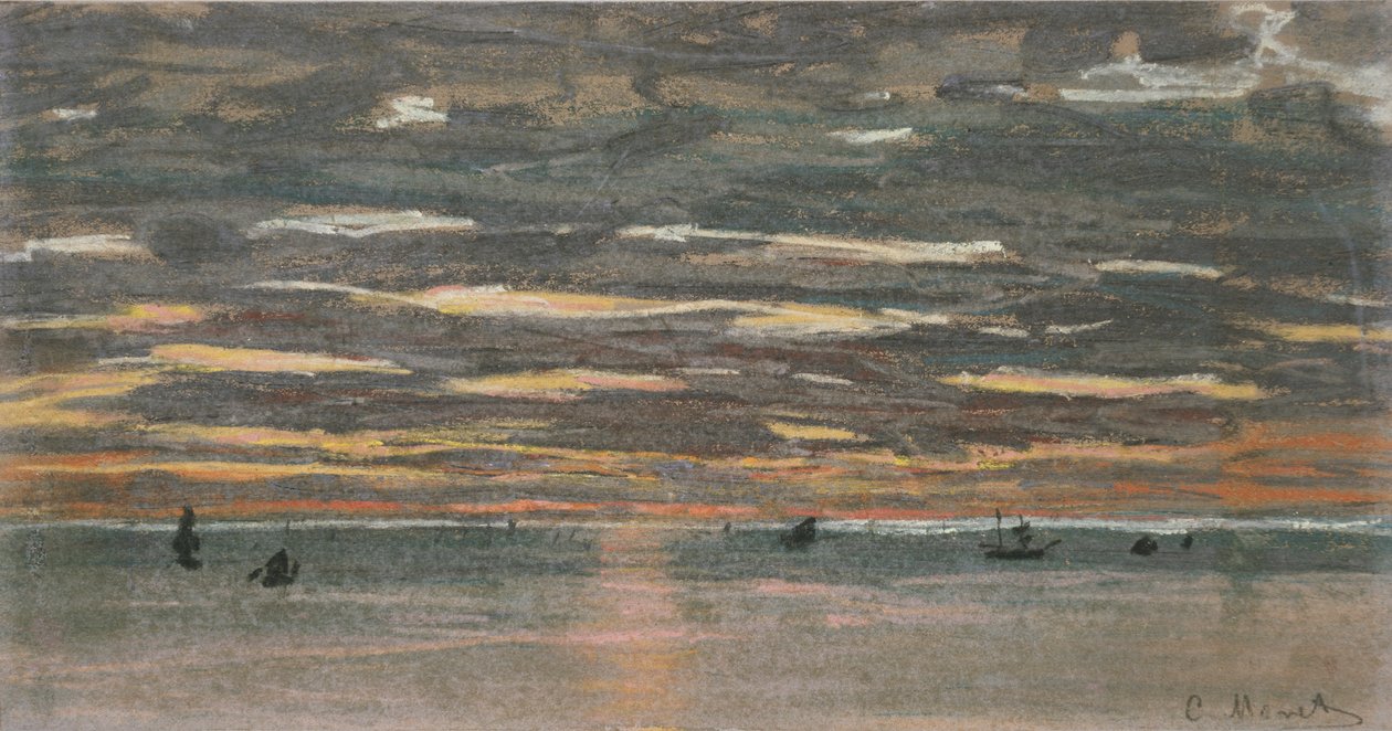 Sonnenuntergang auf See, 1865-1870 von Claude Monet