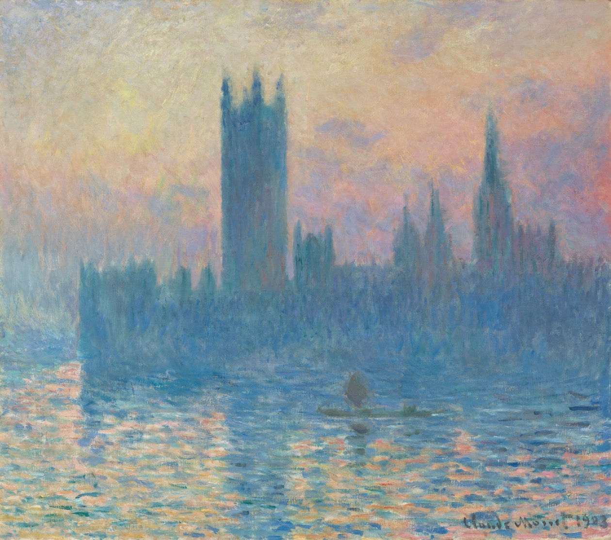 Die Häuser des Parlaments, Sonnenuntergang von Claude Monet