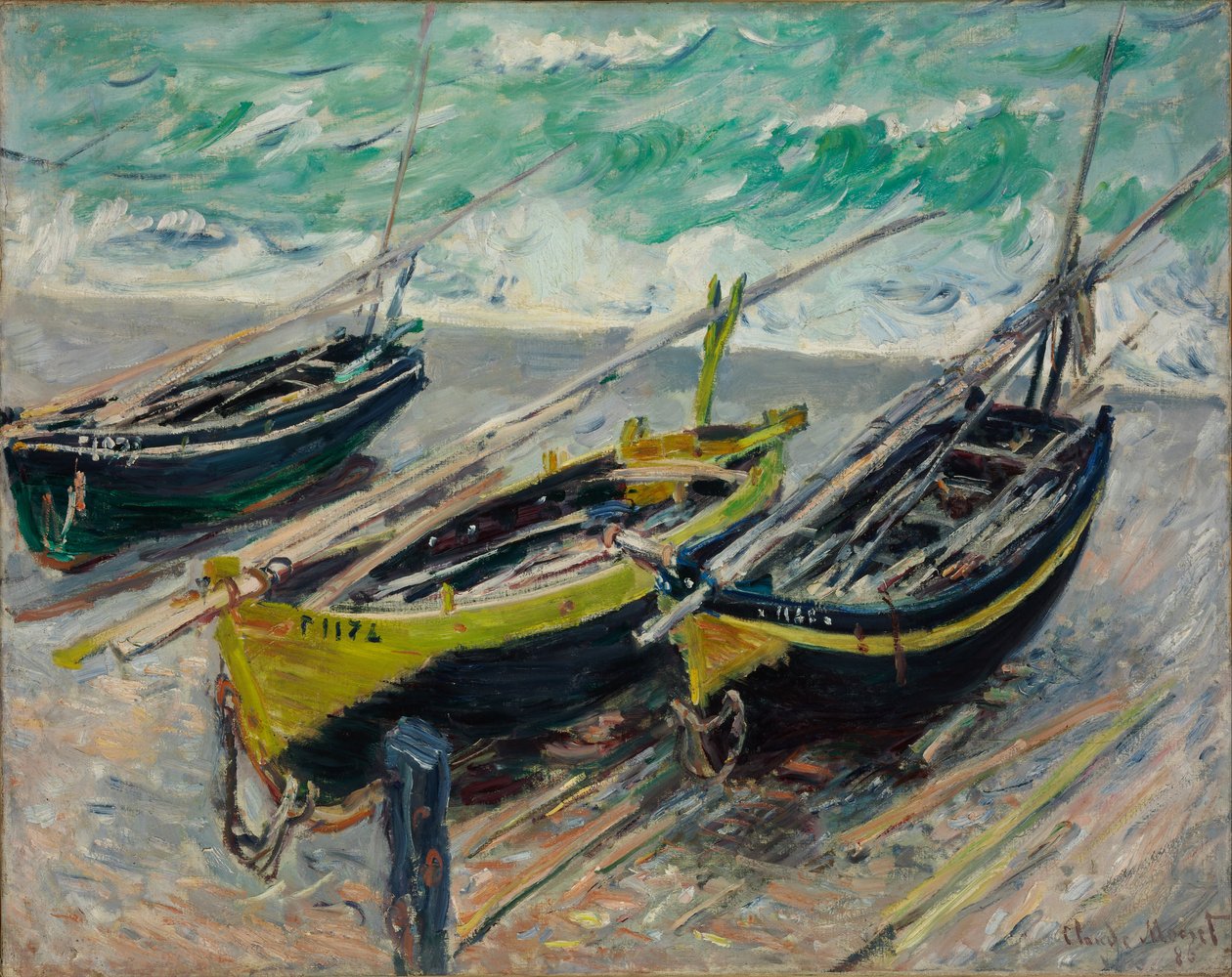 Drei Fischerboote von Claude Monet