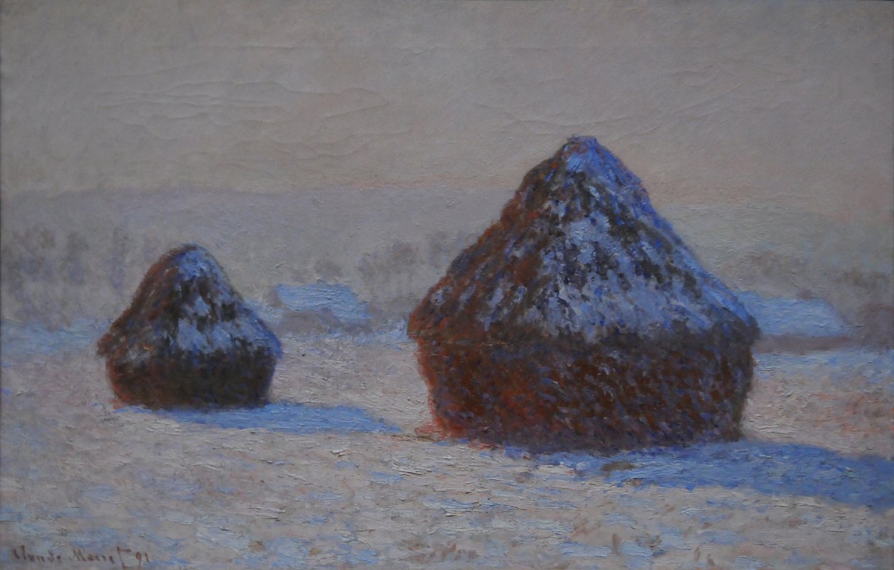 Getreideschober, Schneeeffekt, Morgen, 1891 von Claude Monet