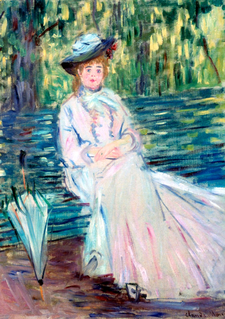 Frau auf einer Bank sitzend, ca. 1874 von Claude Monet