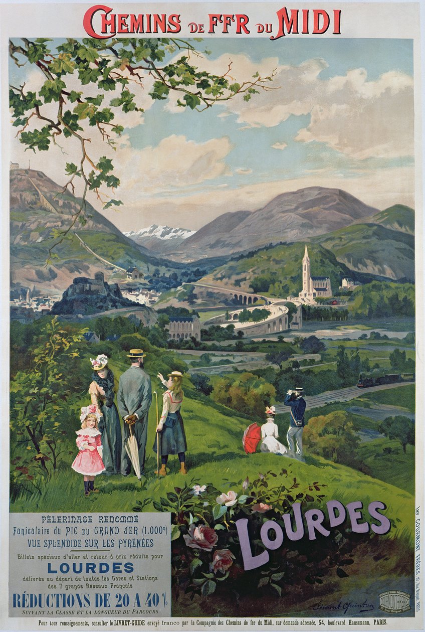 Plakat, das Lourdes, Frankreich, bewirbt, c.1900 von Clement Quinton