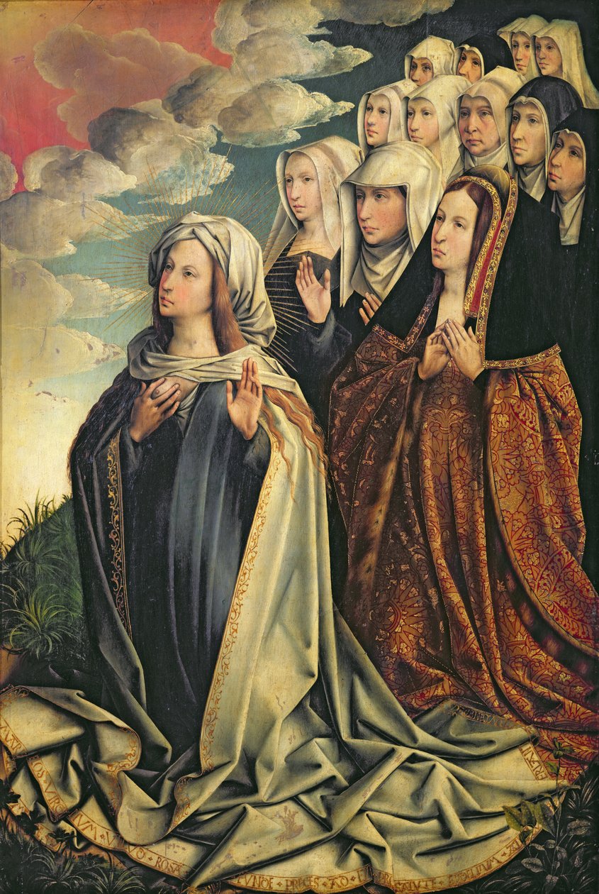 Maria die Vermittlerin mit Johanna der Wahnsinnigen (1479-1555) und ihrem Gefolge, rechte Tafel eines Altarbildes von Colijn de Coter