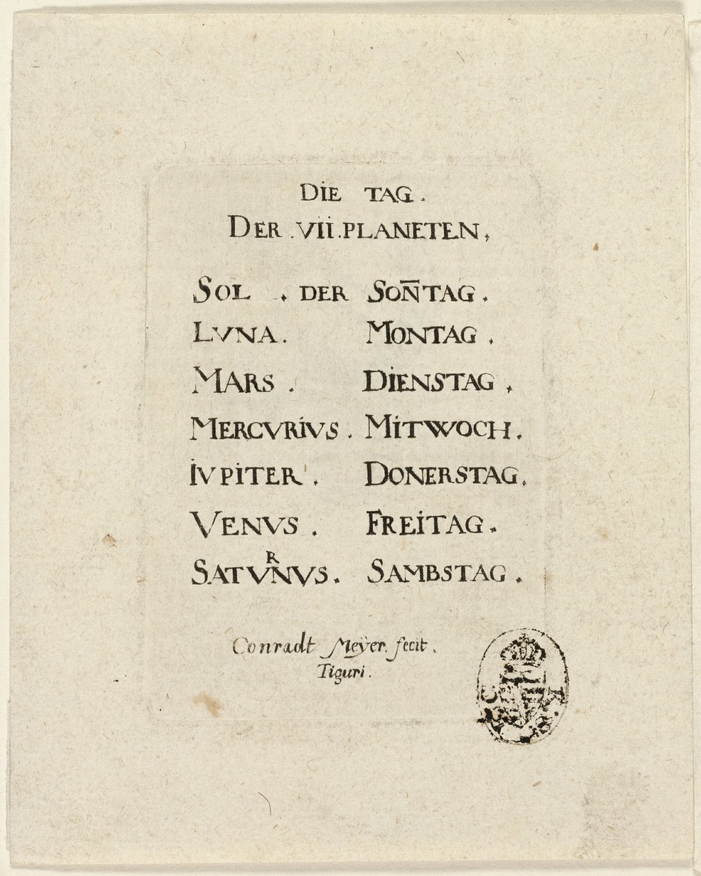 Titelseite, aus Der VII Planeten von Conrad Meyer