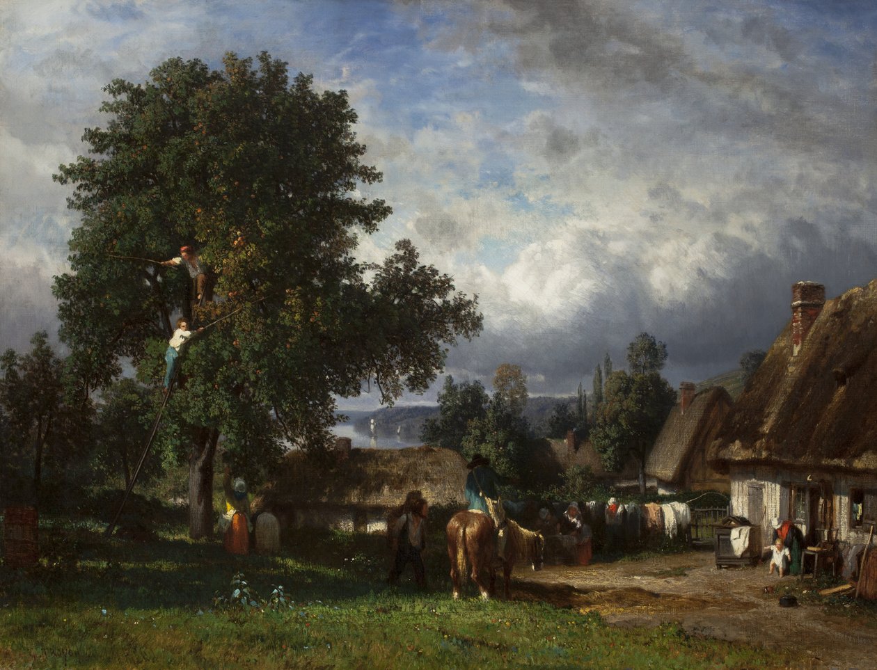 Apfelernte in der Normandie, 1835-65 von Constant Emile Troyon