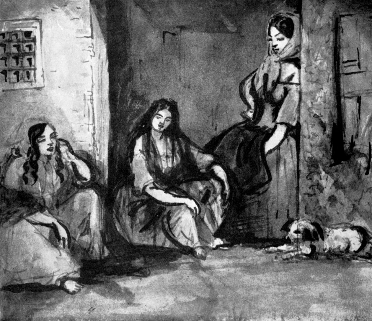 Auf der Türschwelle, 19. Jahrhundert, 1930 von Constantin Guys